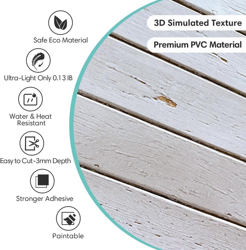 Commomy 10 Pcs 3D Peel and Stick Wood Wall Panels for Walls -11.8"x11.8" Ultralight Thin PVC 3D Faux Wood Panels Peel and Stick Shiplap Planks for Living Room,Accent Wall Decor Farmhouse Fall Decor - Image 3